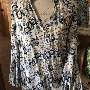 New Free People Floral Bell Sleeve Shift Dress XS